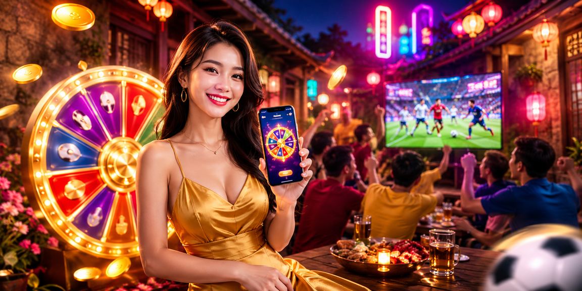 Khung cảnh Ninh Bình với roulette neon minh họa ưu đãi casino